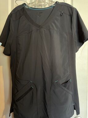 Pewter Gray Medical Scrub Top with Accent Stitching